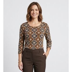 Rebecca Malone Women's Pullover Top Blouse Shirt Medium Cotton Polyester Beaded